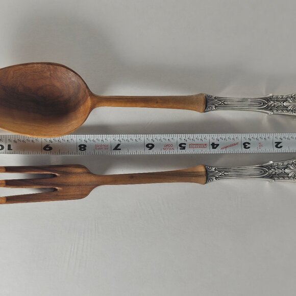 Antique Rose Point by Wallace Sterling Silver Two Piece Salad Serving Set - Picture 13 of 13